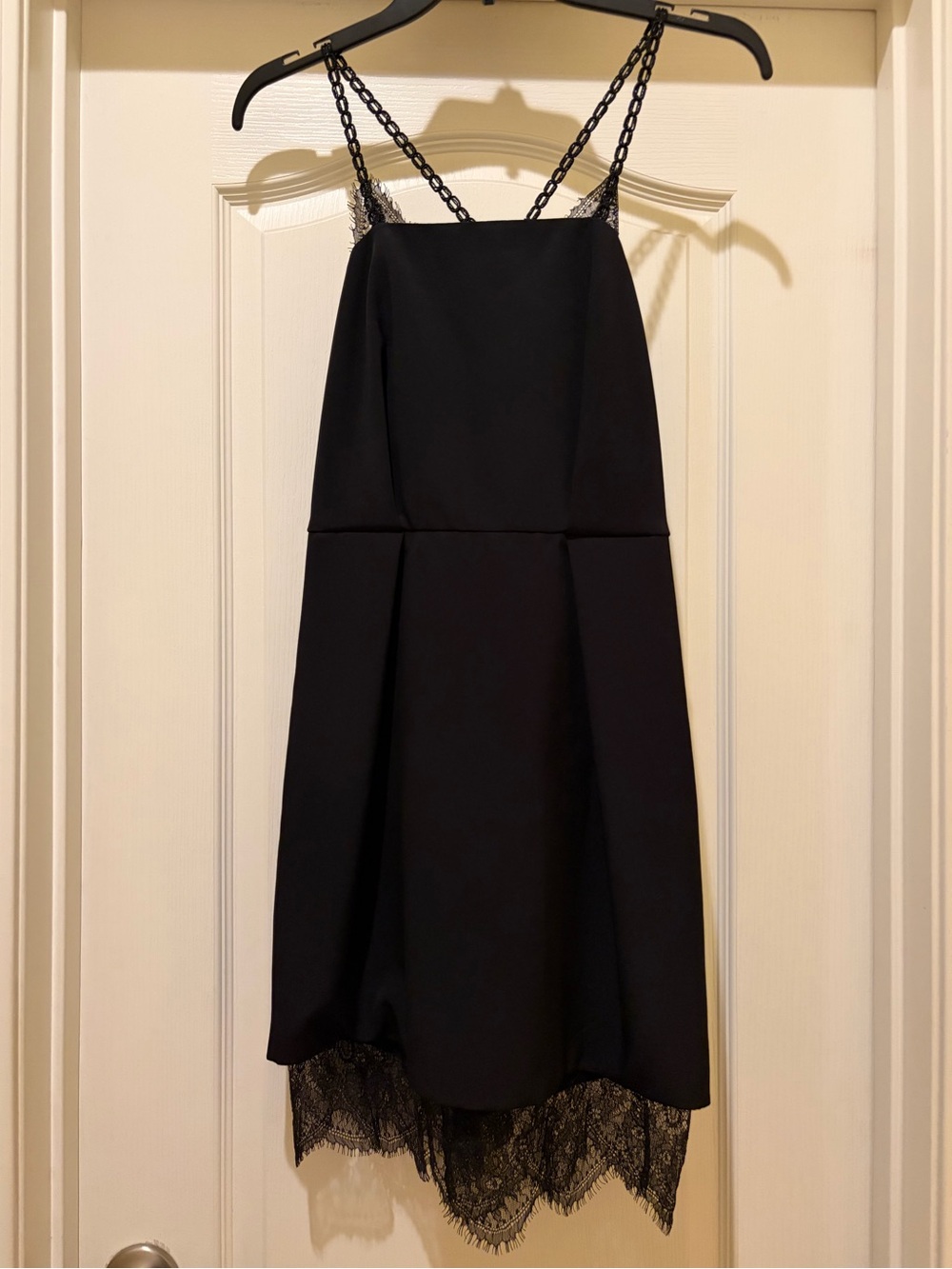 Topshop Black Lace Hem Slip Dress with Chain Straps